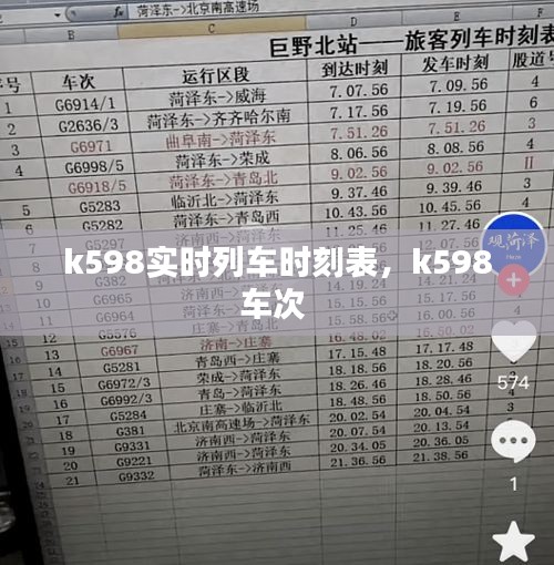 k598實(shí)時(shí)列車時(shí)刻表，k598車次 