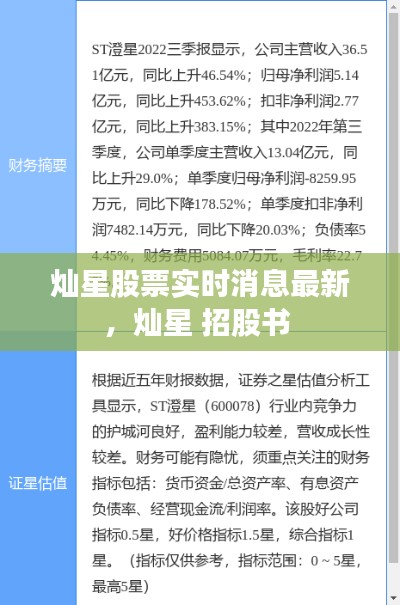 燦星股票實(shí)時(shí)消息最新，燦星 招股書(shū) 