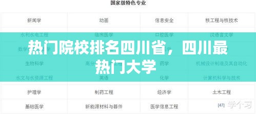 熱門院校排名四川省，四川最熱門大學(xué) 