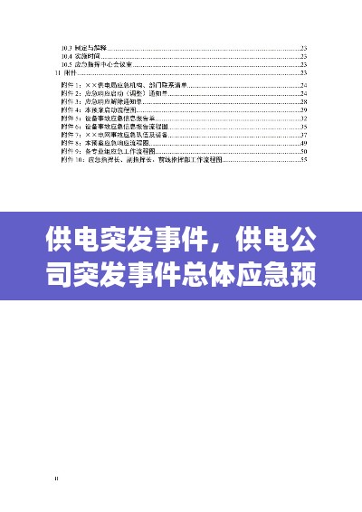 供電突發(fā)事件，供電公司突發(fā)事件總體應急預案 