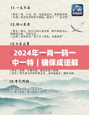 2024年一肖一碼一中一特｜確保成語解釋落實