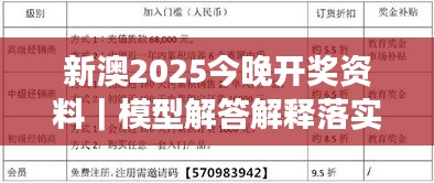 新澳2025今晚開獎資料｜模型解答解釋落實