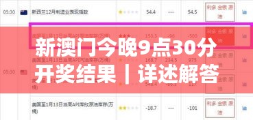 新澳門(mén)今晚9點(diǎn)30分開(kāi)獎(jiǎng)結(jié)果｜詳述解答解釋落實(shí)