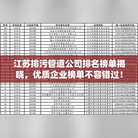 江蘇排污管道公司排名榜單揭曉，優(yōu)質(zhì)企業(yè)榜單不容錯(cuò)過(guò)！