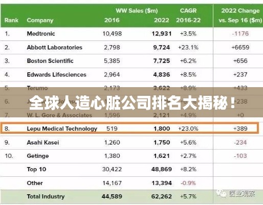 全球人造心臟公司排名大揭秘！