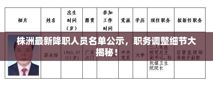株洲最新降職人員名單公示，職務(wù)調(diào)整細(xì)節(jié)大揭秘！