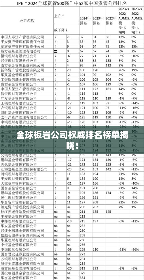 全球板巖公司權(quán)威排名榜單揭曉！