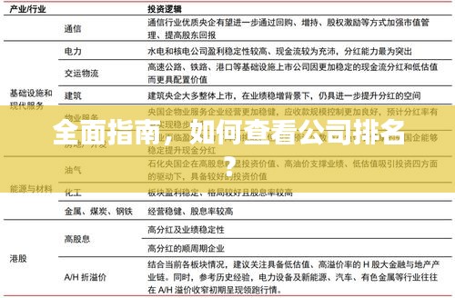 全面指南，如何查看公司排名？