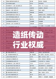 造紙傳動(dòng)行業(yè)權(quán)威榜單，十大領(lǐng)先廠家排名揭曉