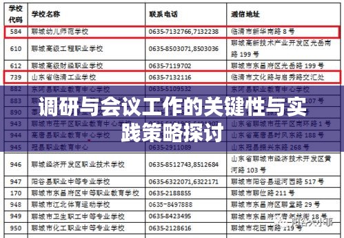 調(diào)研與會議工作的關鍵性與實踐策略探討