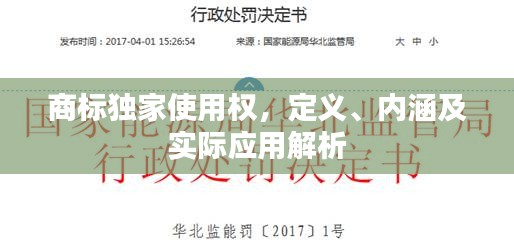 商標(biāo)獨(dú)家使用權(quán)，定義、內(nèi)涵及實(shí)際應(yīng)用解析