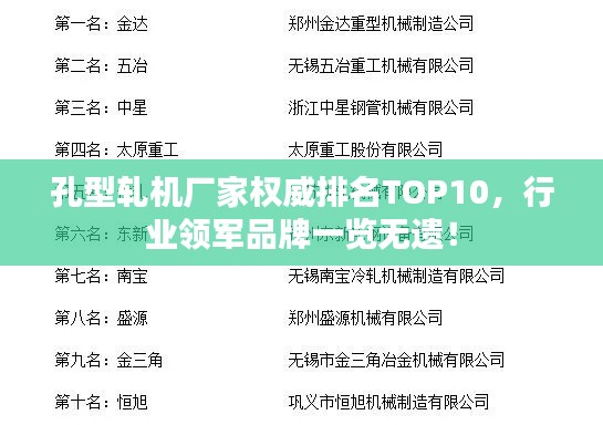 孔型軋機(jī)廠家權(quán)威排名TOP10，行業(yè)領(lǐng)軍品牌一覽無遺！