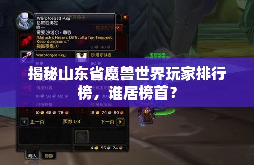 揭秘山東省魔獸世界玩家排行榜，誰居榜首？