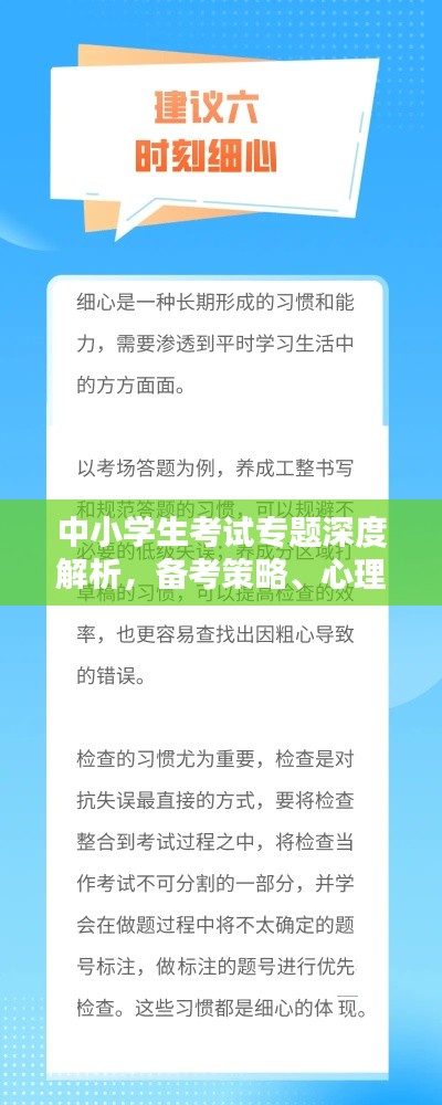 中小學(xué)生考試專題深度解析，備考策略、心理調(diào)適與技巧提升！