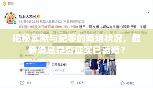 揭秘武默與紀(jì)琴的婚姻狀況，最新消息是否證實(shí)已離婚？