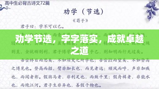 勸學(xué)節(jié)選，字字落實，成就卓越之道