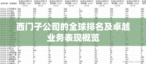 西門子公司的全球排名及卓越業(yè)務表現(xiàn)概覽