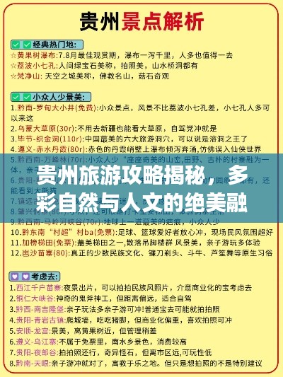 貴州旅游攻略揭秘，多彩自然與人文的絕美融合之旅